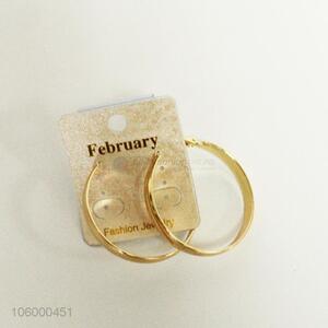 Cheap hot selling golden round earrings alloy hoops