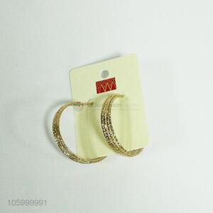 New design golden diamond dust surface hoops earstuds for ladies