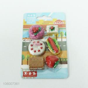 Hot Selling 6 Pieces Delicious Food Shape Eraser Set
