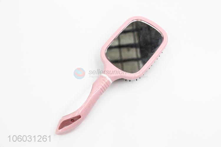 Portable Plastic Massage Hair Brush With Mirror