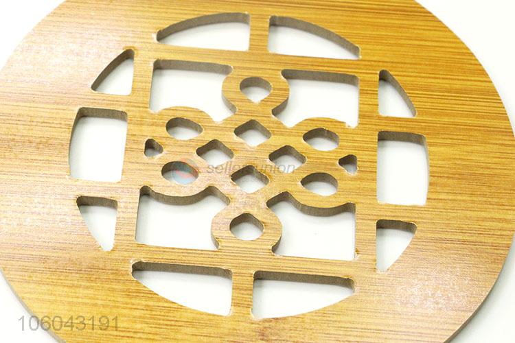 New design kitchen utensils retro round hollow-out bamboo placemat