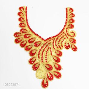 Hot sale peacock feather design embroidery collar applique