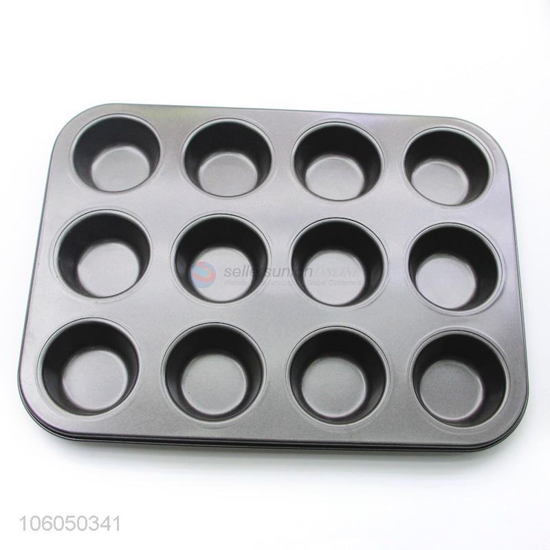 Heat resistant 12 cup cast iron muffin pan cupcake baking molds -  Sellersunion Online