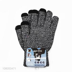 Hot selling knitted five finger gloves winter warm acrylic gloves