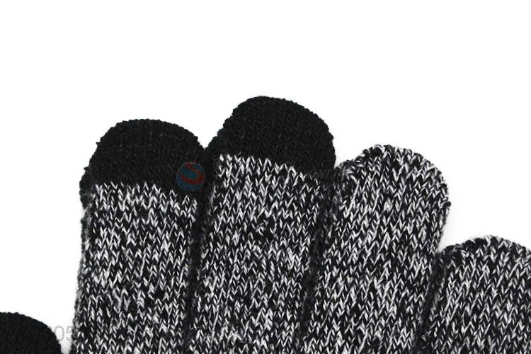 Hot selling knitted five finger gloves winter warm acrylic gloves