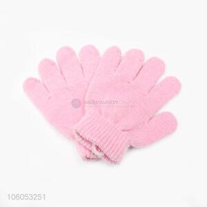 Top selling pink acrylic knitted winter warm gloves for children