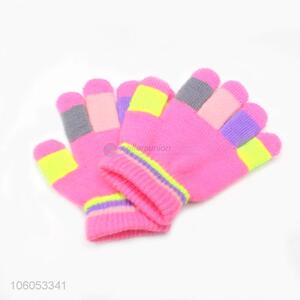 Fashion children knitted acrylic candy color warm kids magic gloves