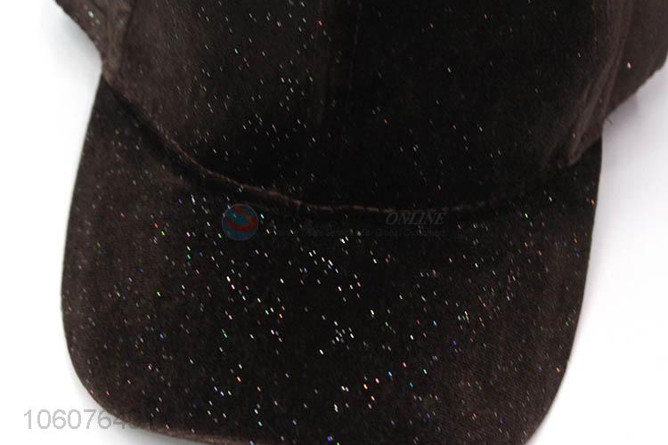 High quality black shining velvet baseball caps