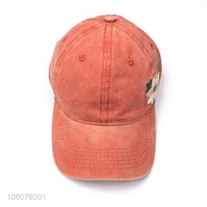 Promotional cotton baseball cap with embroidery flower