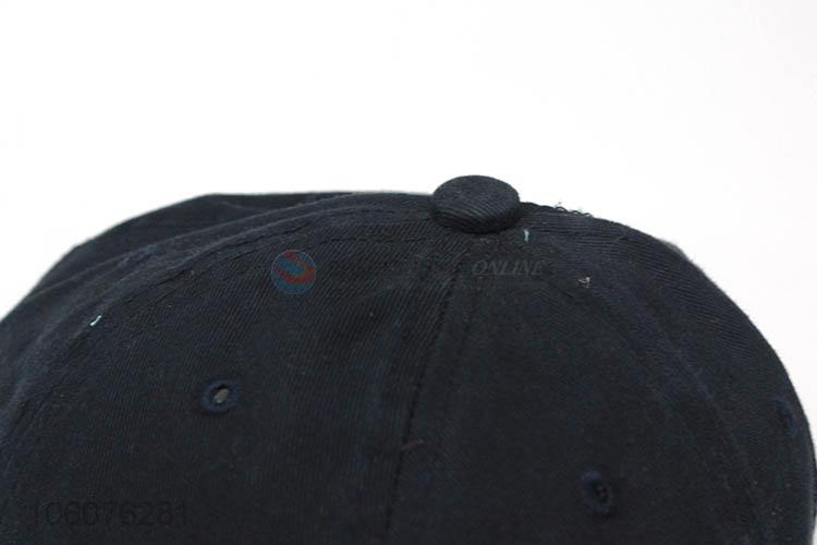 Unique design letter embroidered 100% cotton black baseball cap