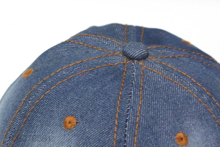 Custom denim fabric unstructured 6 panel cap distressed hats