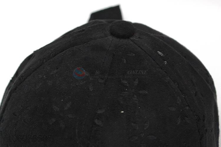 Promotional custom 6 panel black suede baseball hat