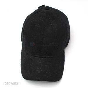 Promotional custom 6 panel black suede baseball hat