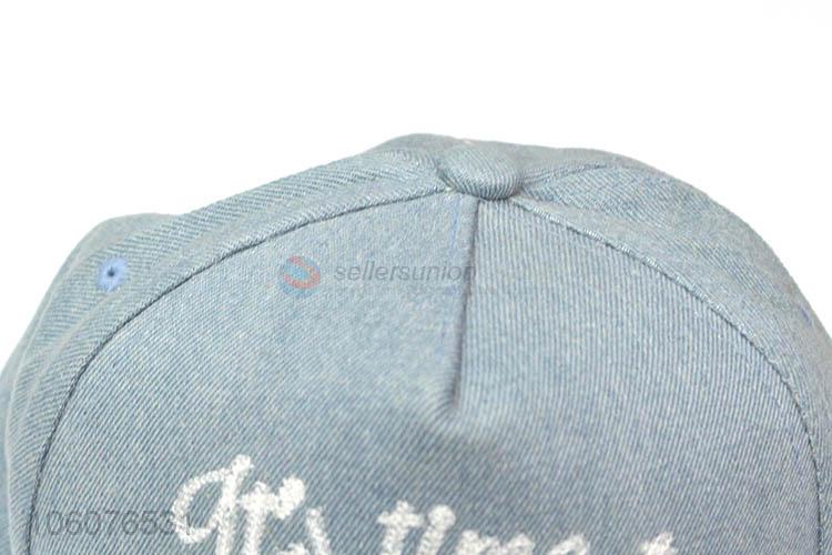 Cheap price 100% cotton sport hat letter embroidery plain denim fabric hats