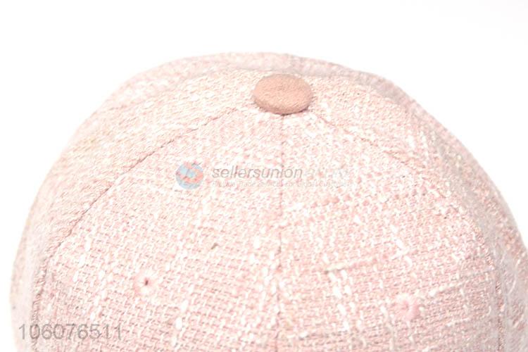 Wholesale stylish 6 panel pink suede baseball caps and hats