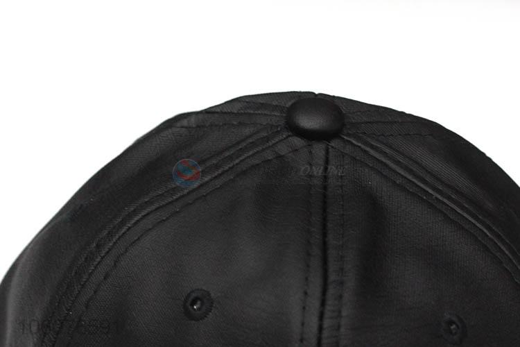 Promotional black pu baseball cap