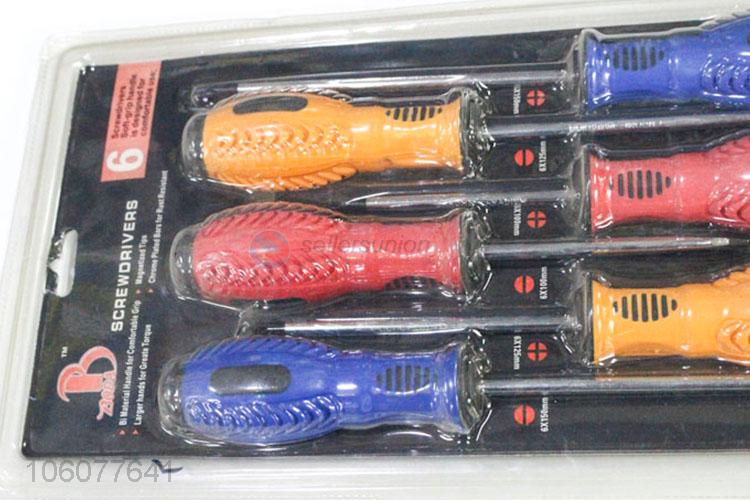 High Quality 6 Pieces Steel Screwdrivers With Plastic Handle