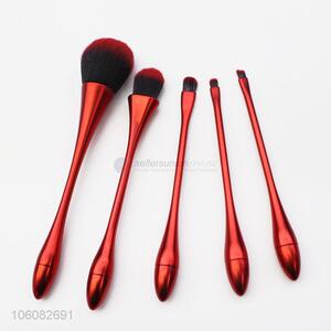 New red 5pcs make up <em>brushes</em> natural nylon hair matte handle <em>makeup</em> brush set