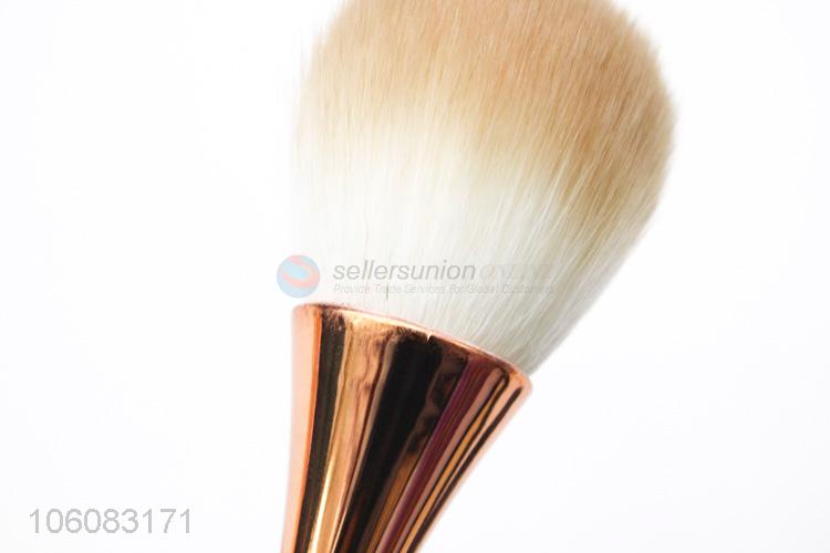 Hot selling gold matte plastic handle nylon synthetic hair makeup brush set with holder