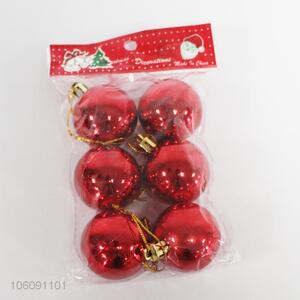 The fashion design 6pcs red shining plastic christmas ball