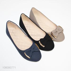 Women's soft single shoes flat casual shoes with bow tie