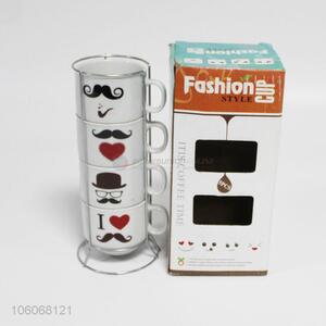 Bulk price fashion mustache pattern ceramic mugs water cups