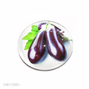 Direct factory supply decorative eggplant picture glass fridge magnet