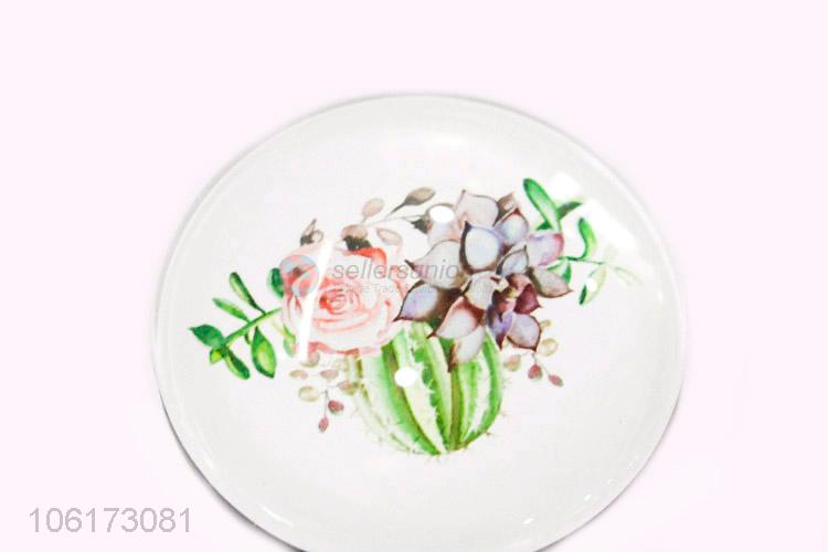 New products flower pattern round glass fridge magnet