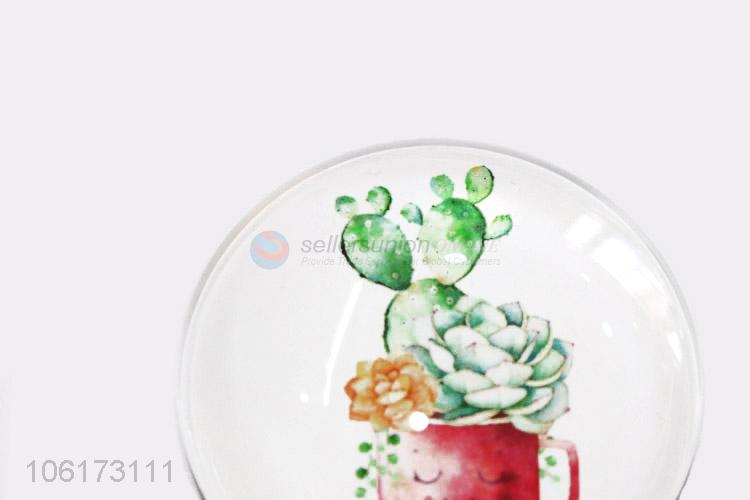 Bulk price succulents pattern round glass fridge magnet