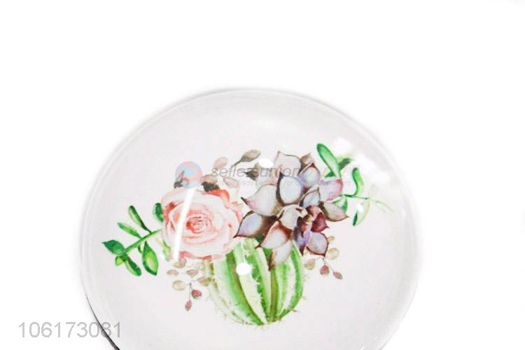 New products flower pattern round glass fridge magnet