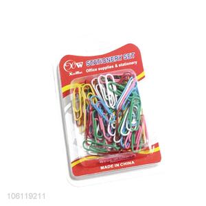 Hot sale 75pcs plastic coated colorful paper clips for office