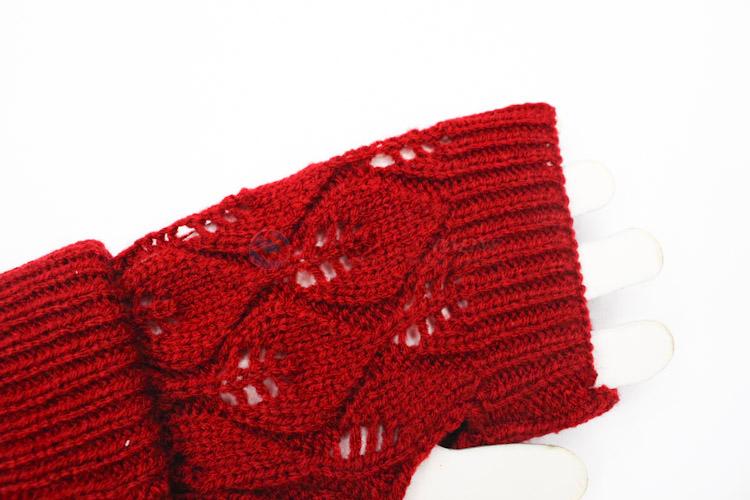 Popular Promotional Women's Winter Knitted Long Sleeve Fingerless Gloves