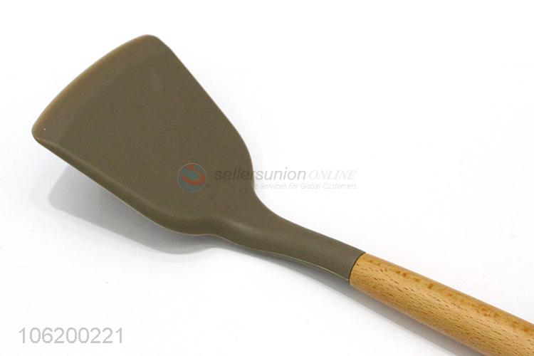 High Quality Kitchen Utensil Silicone Turner With Oak Wood Handle
