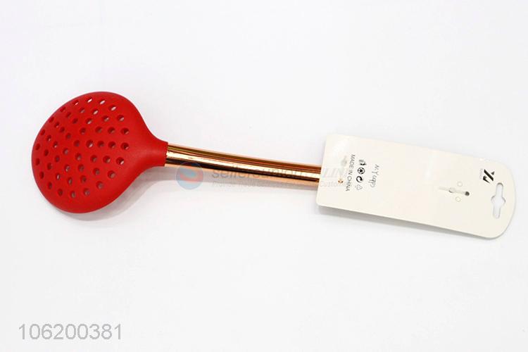 New Stainless Iron Handle Silicone Leakage Ladle Round Hole Skimmer