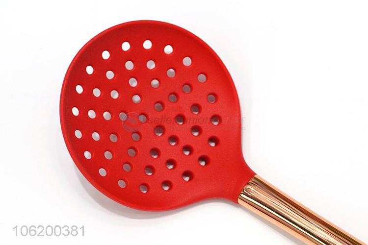 New Stainless Iron Handle Silicone Leakage Ladle Round Hole Skimmer