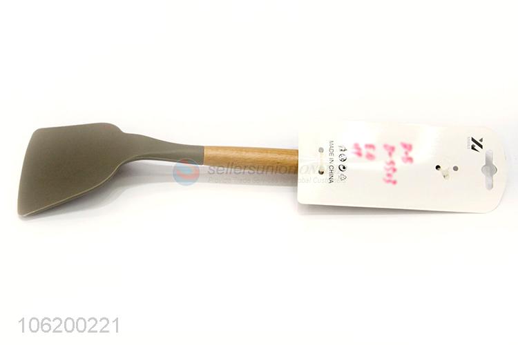 High Quality Kitchen Utensil Silicone Turner With Oak Wood Handle