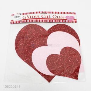 Unique design glitter cut outs heart-shaped paper