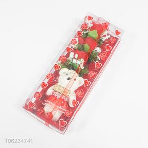 Hot Sale Valentine's Day Gift Bear and Simulation Flower