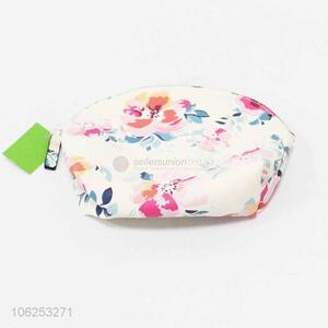 Wholesale delicate flower printed pu makeup bag