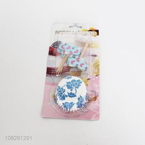 High sales paper cake cups and cake toppers set