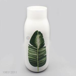 Customized green plant leaf pattern porcelain vase <em>wholesale</em>