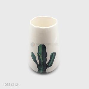 <em>Wholesale</em> popular green leaf printing porcelain flower vase
