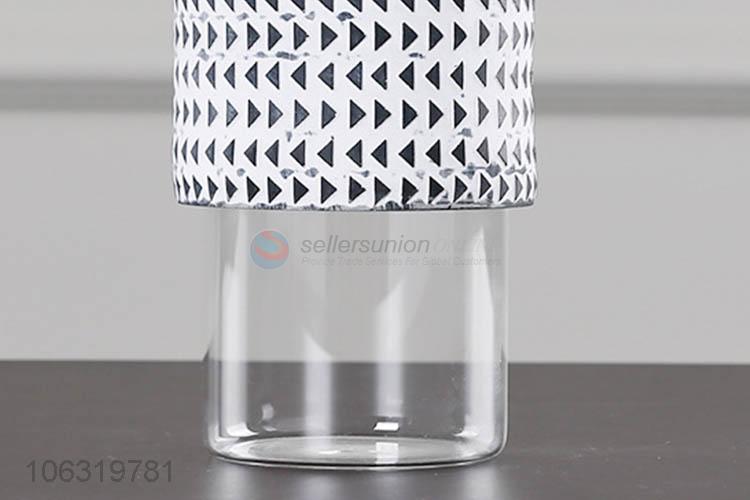 Custom Tall Cement Flowerpot With Transparent Glass Bottom