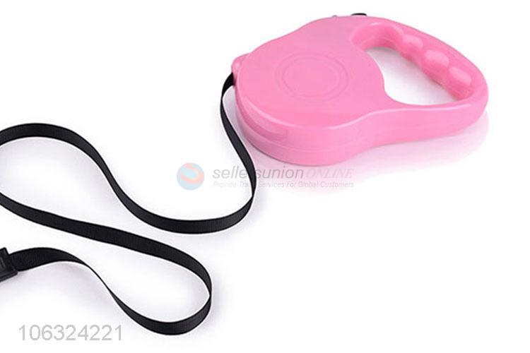 Factory Sale Pink Color Nylon Cord Retractable Dog Leash
