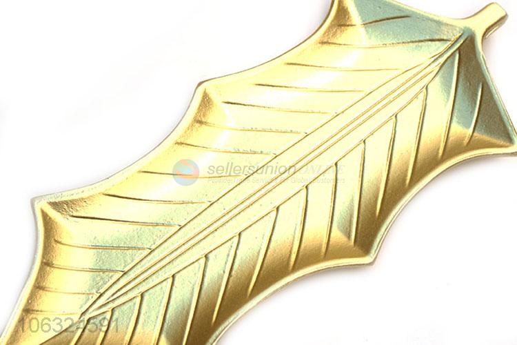Wholesale Price Gold Metal Home Decor Leaf Tray Small Metal Tray