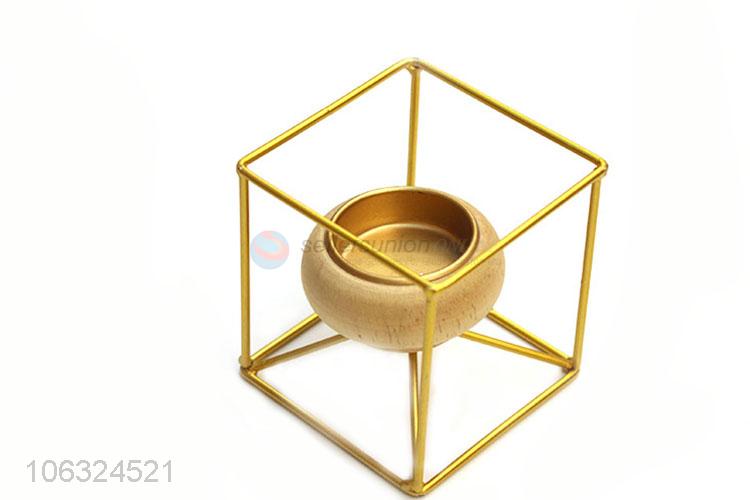 Wholesale Metal Wire Geometric Gold Candle Stand Holder Candlestick