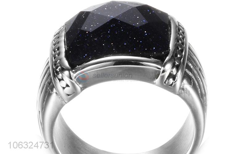 Hfashion Diamond Couple Rings Titanium Steel Punk Ring