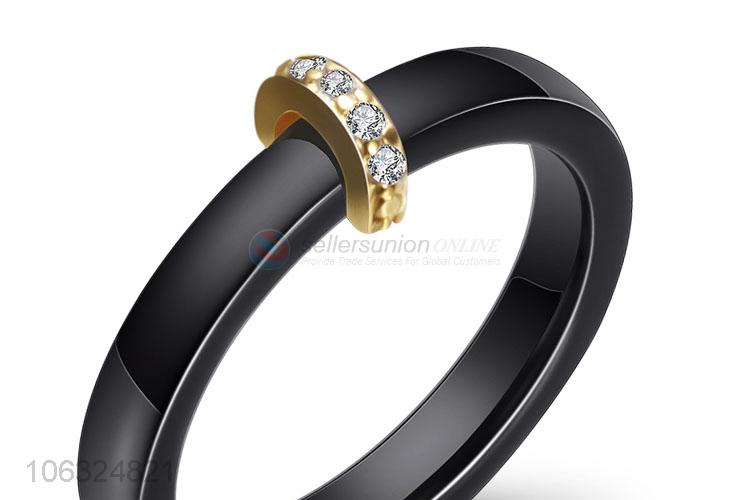 Wholesale Price Fashion Black White Couple Ceramic Ring Plain Wedding Band