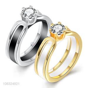 Contracted Design Ceramic Crystal Wedding Rings Jewelry