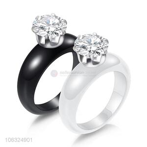 Customized Black White Ceramic Rings For Men Women Comfort Fit Engagement Wedding Band